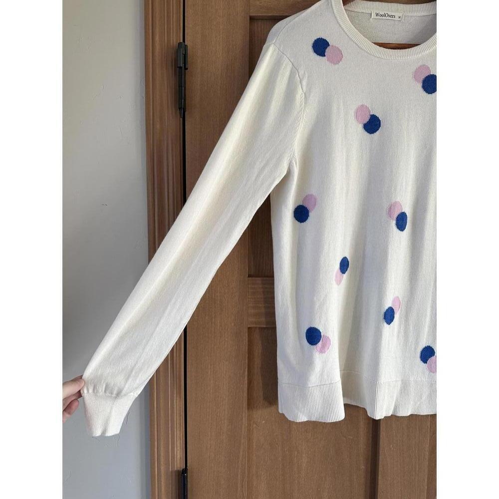 WoolOvers Organic Cotton & Wool Blend Ivory Polka Dot Crew Neck Sweater Medium - Picture 2 of 9